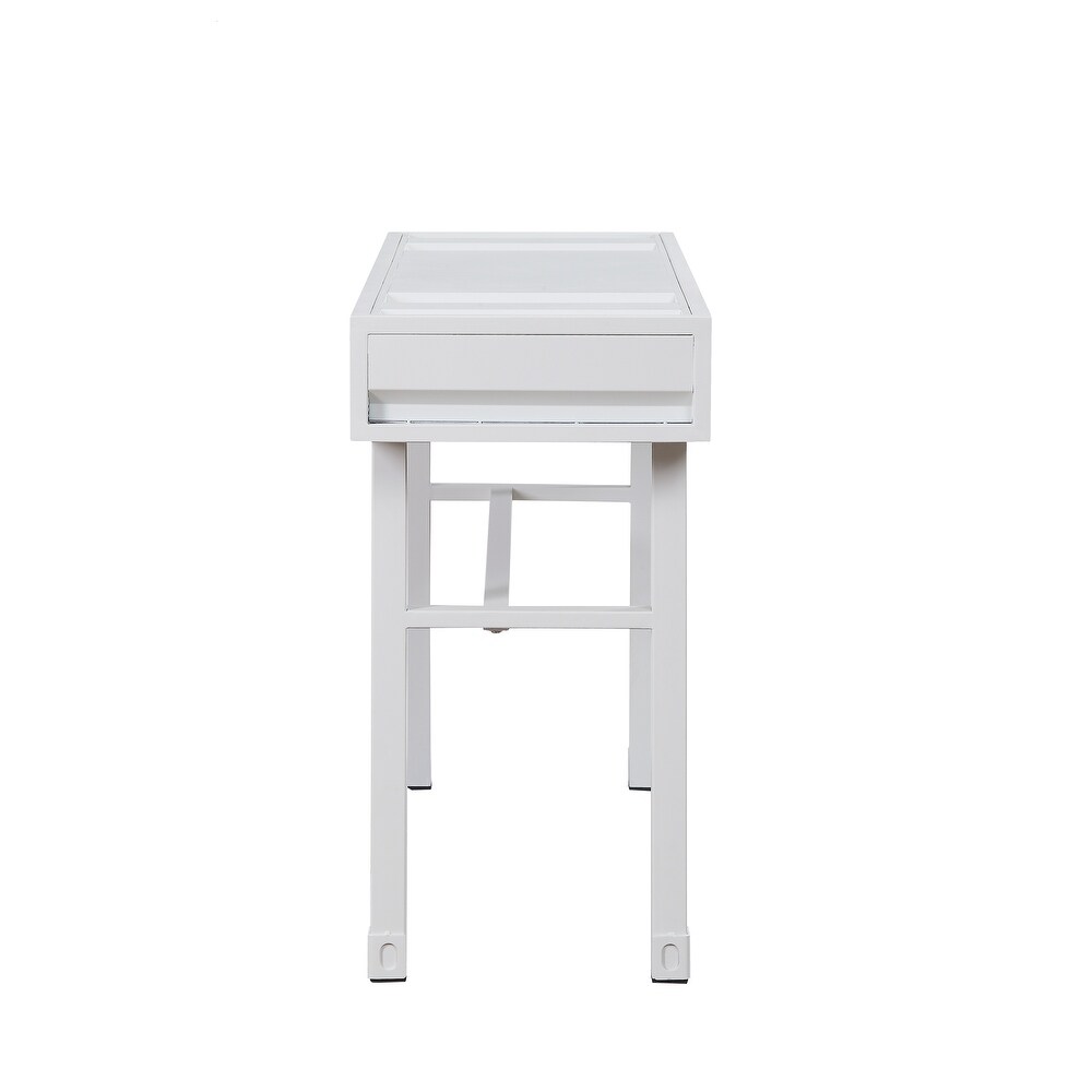 Industrial Style Metal and Wood 1 Drawer Vanity Desk  White