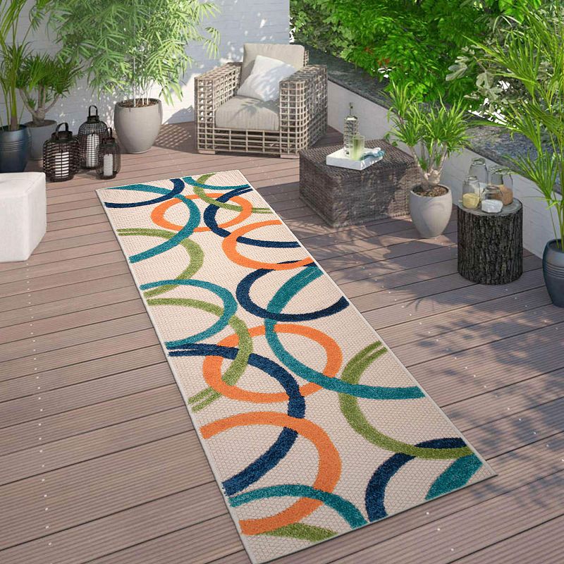 World Rug Gallery Contemporary Circles Indoor Outdoor Rug