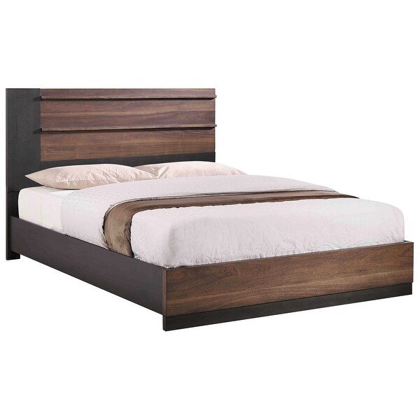 Gracia Walnut and Black 5-piece Bedroom Set with 2 Nightstands - - 36074777