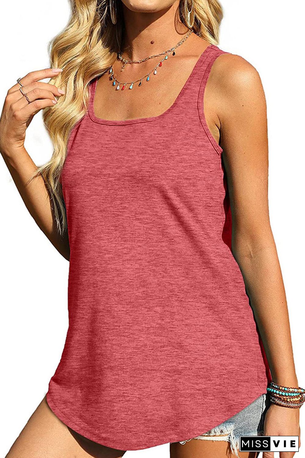 Plain Square Neck Jersey Tank Top