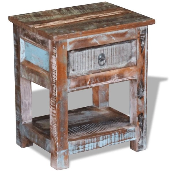 Side Table with 1 Drawer Solid Reclaimed Wood 17