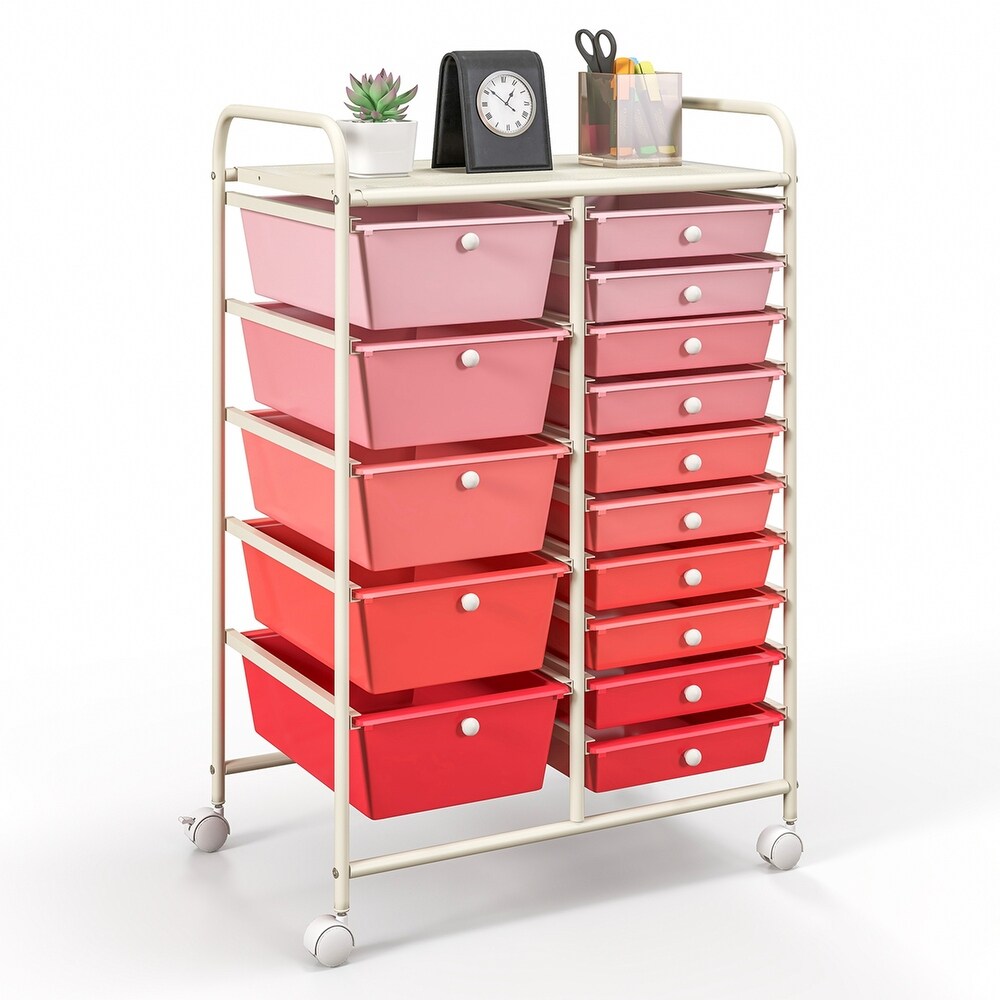 Costway 15 Drawer Rolling Storage Cart Tools Scrapbook Paper Office   See Details