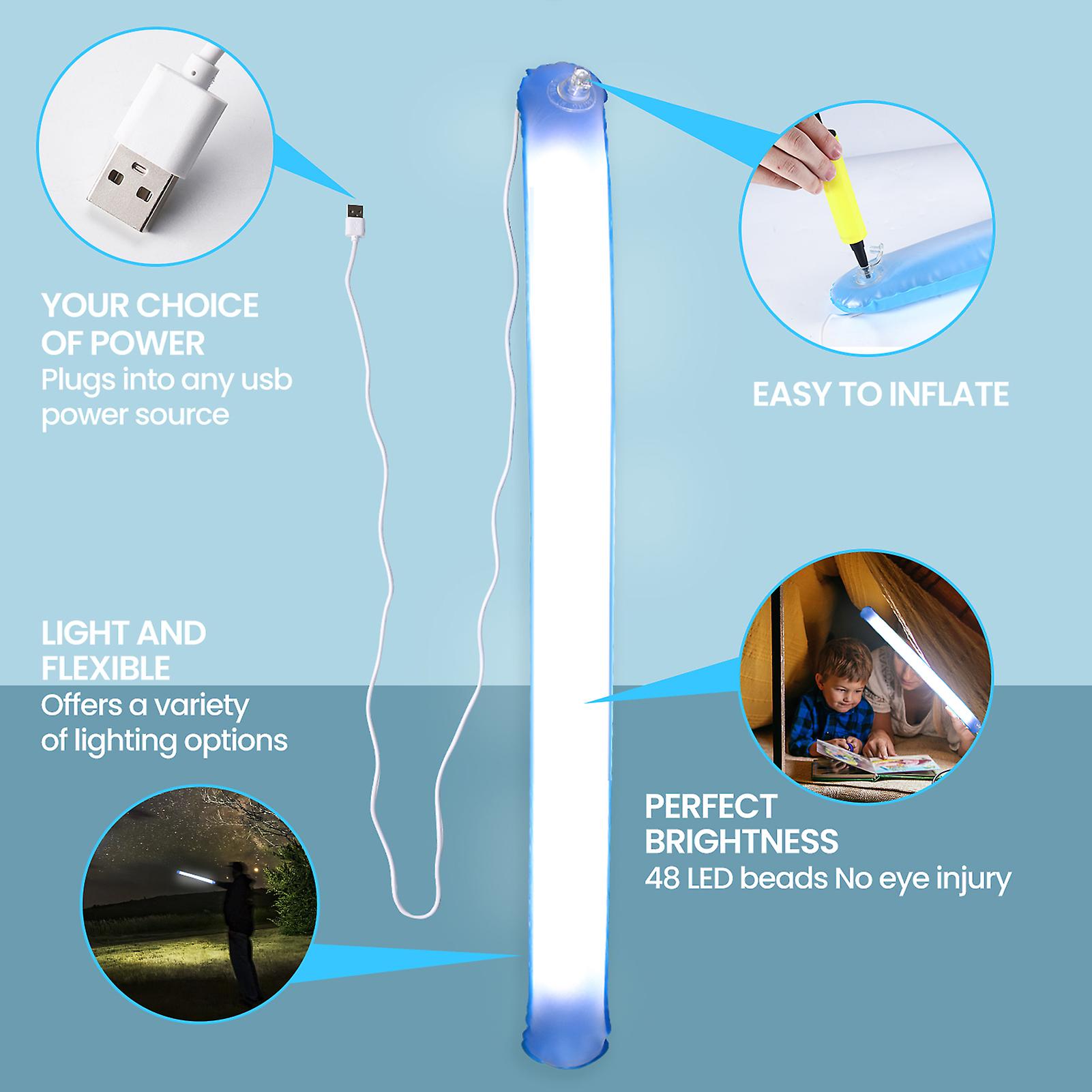 Foldable Storage Inflatable Outdoor Camping Light Usb Power High Brightness Night Lighting White and Blue