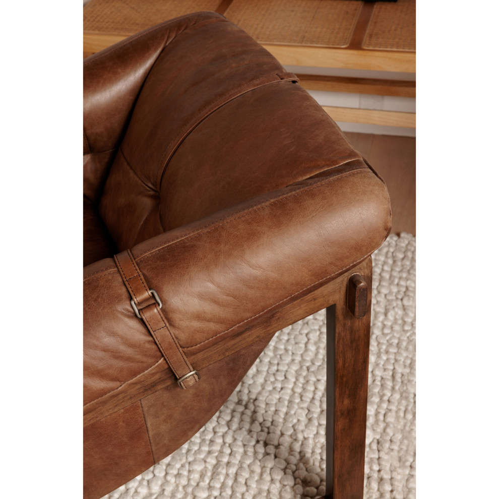 Bellos Accent Chair Open Road Brown Leather   Contemporary   Armchairs And Accent Chairs   by Moe  x27s Home Collection  Houzz