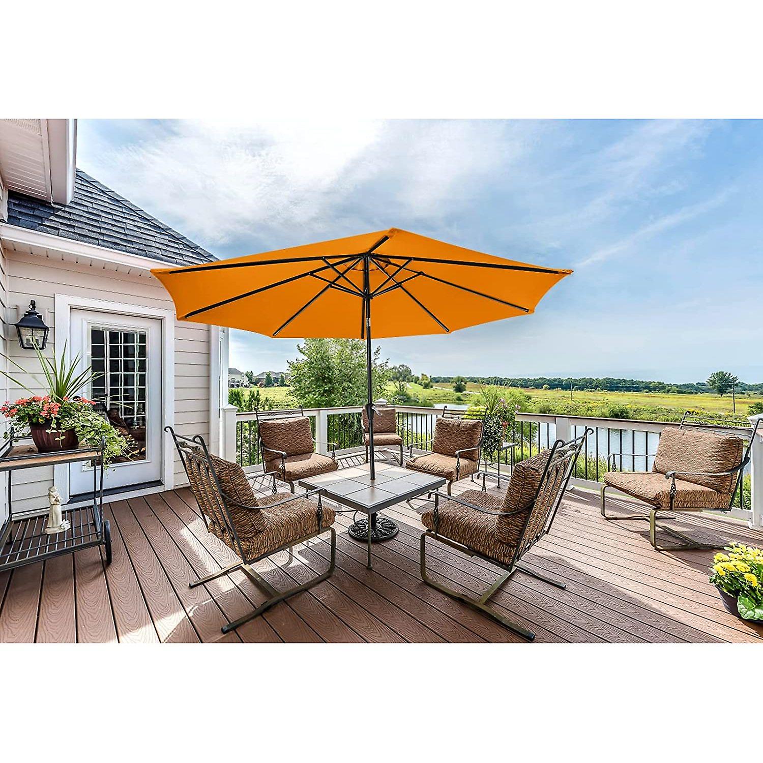 Patio Umbrella For Outdoor Market Table -8 Ribs (7.5ft，orange)