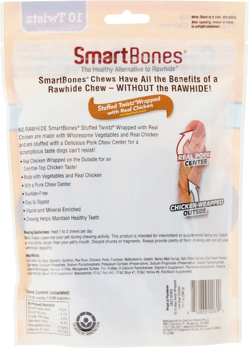 SmartBones Chicken Wrapped Stuffed Twistz Dog Treats