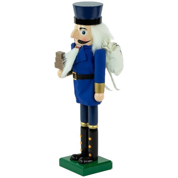 14 Blue and Gold Wooden Mail Carrier Christmas Nutcracker