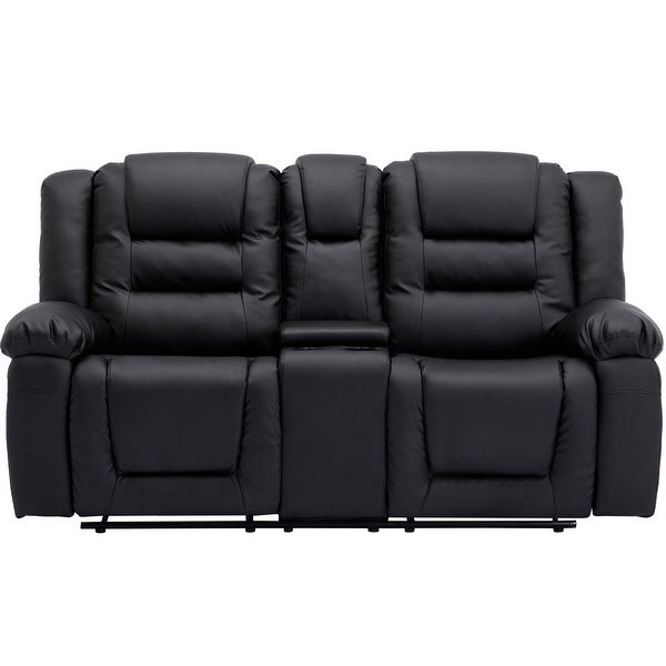 3 Pieces Recliner Sofa Sets in PU Leather for Living Room，Black - 3 Pieces Recliner Sofa Sets