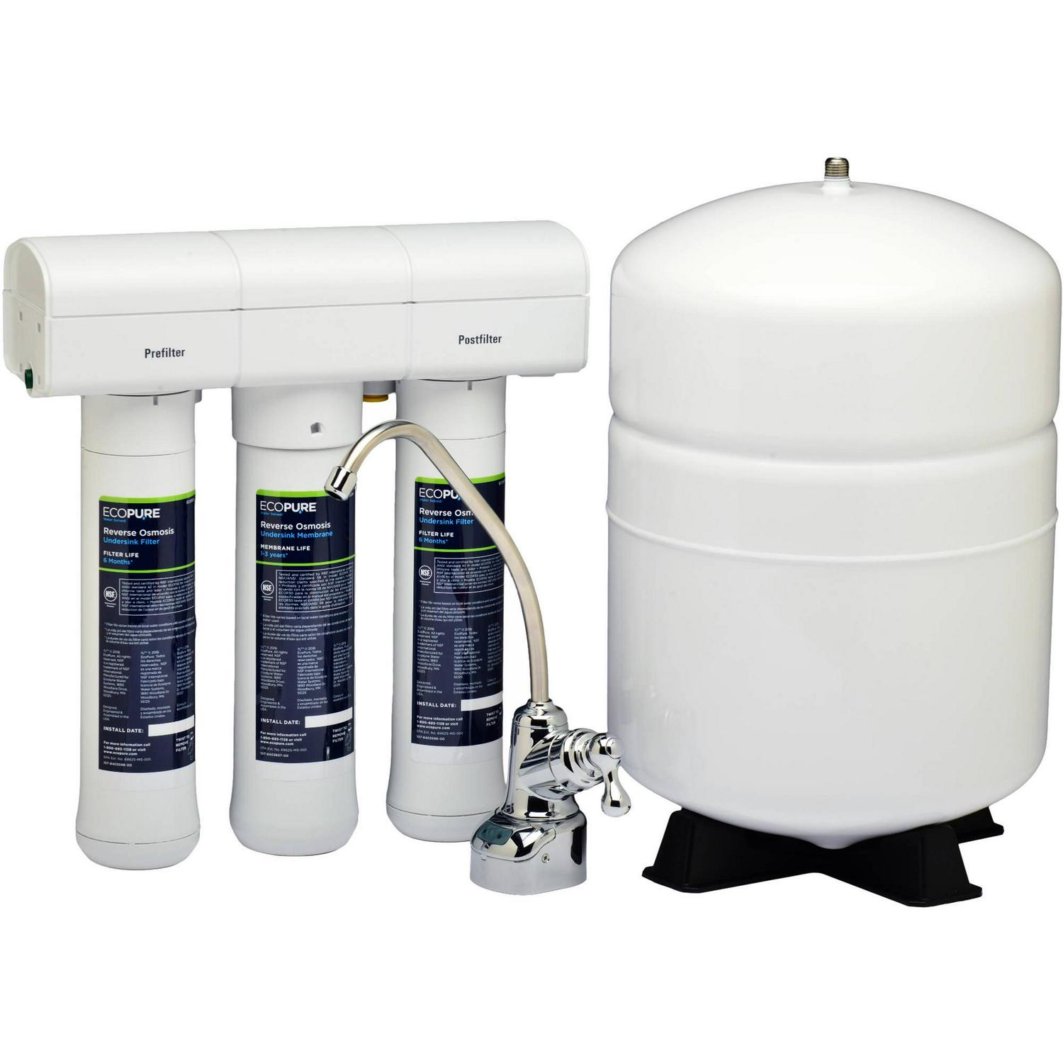 EcoPure Reverse Osmosis Under Sink Water Filtration System (ECOP30) | NSF Certified | Bottled Water Quality for a Fraction of the Price