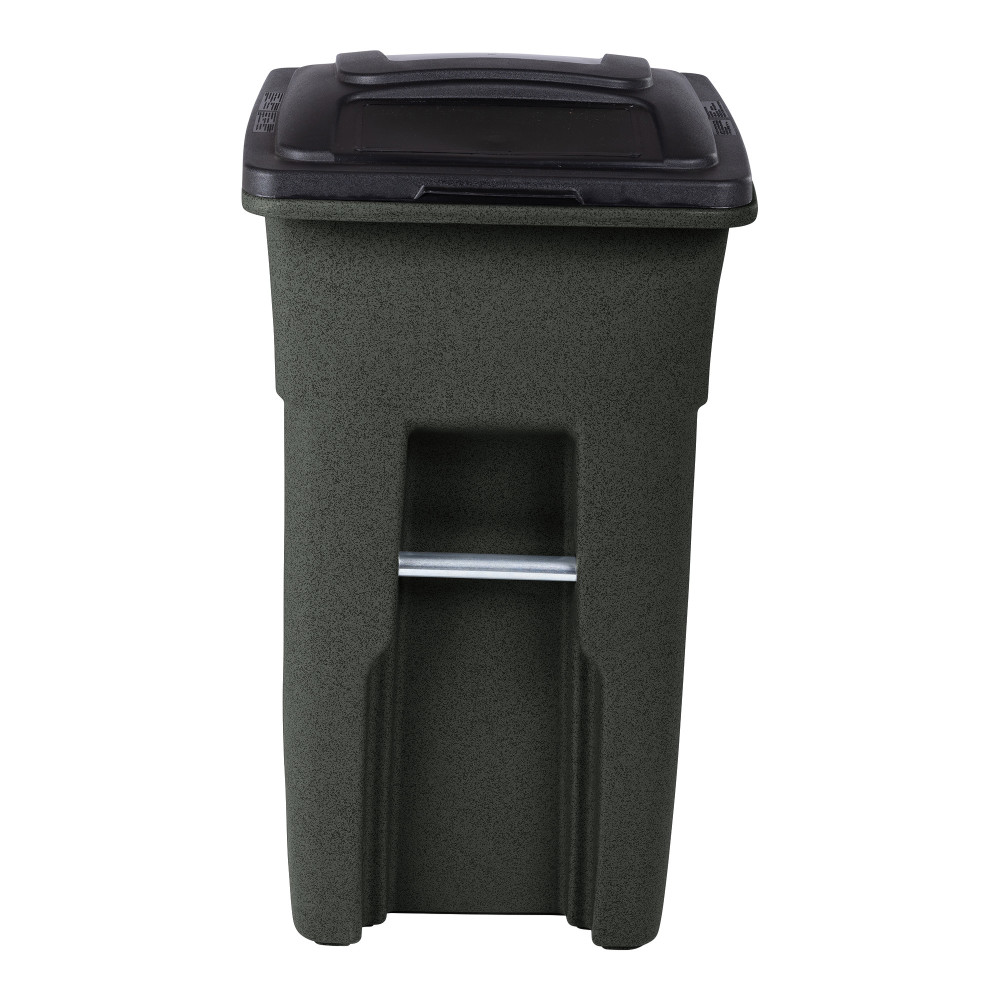 Toter 32 Gallon Greenstone Trash Can with Quiet Wheels and Attached Lid ;