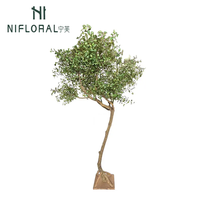 Nifloral Customized 250cm Interior House Garden Artificial Green Tree with Natural Trunks