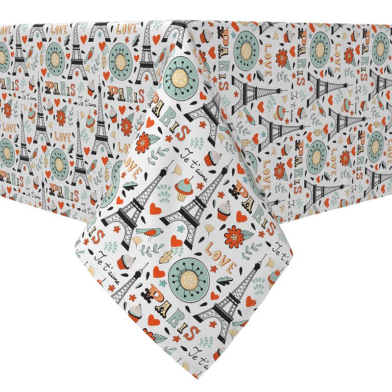 Rectangular Tablecloth， 100% Cotton， 60x104， Colorful Paris Design