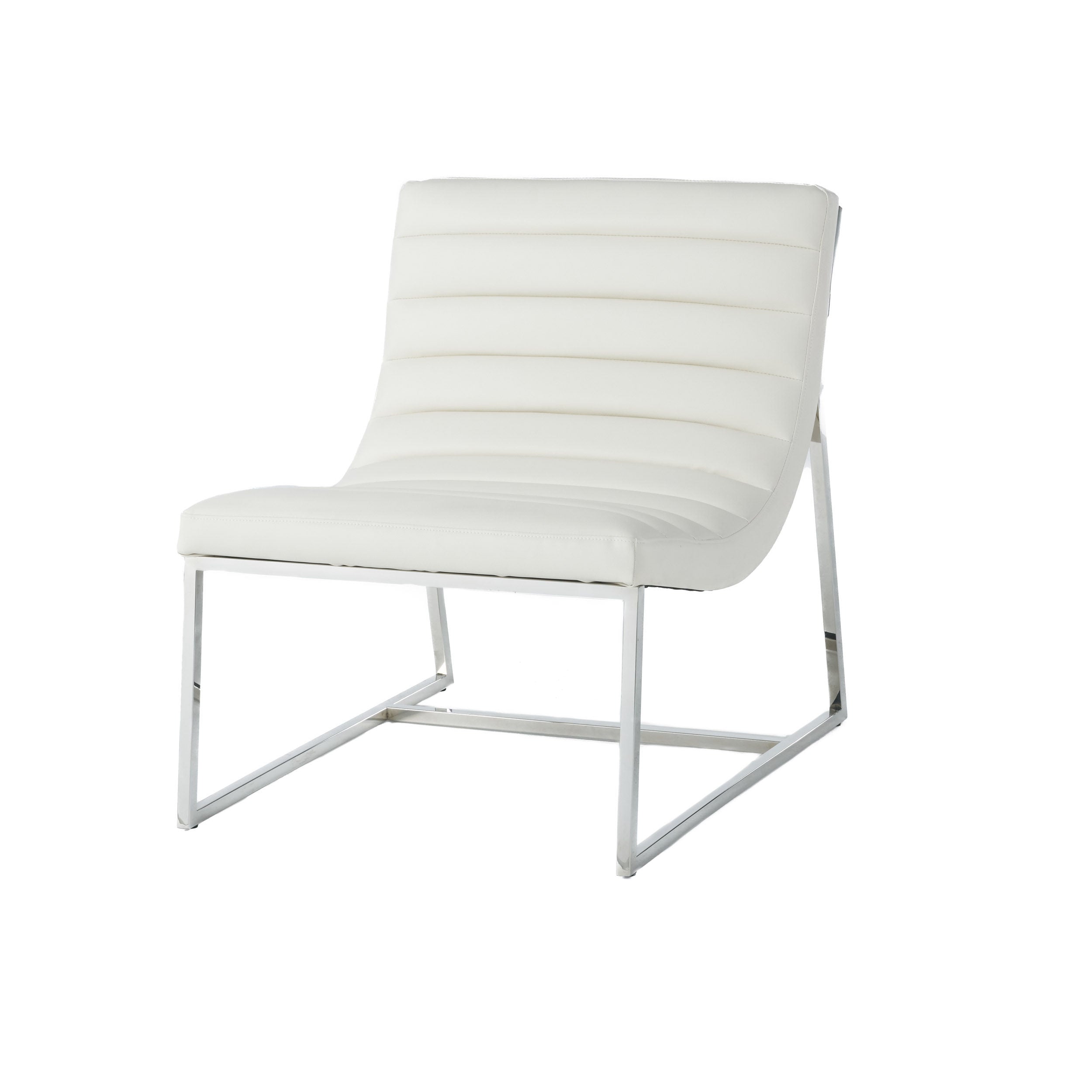 Kingsbury White Leather Lounge Accent Chair