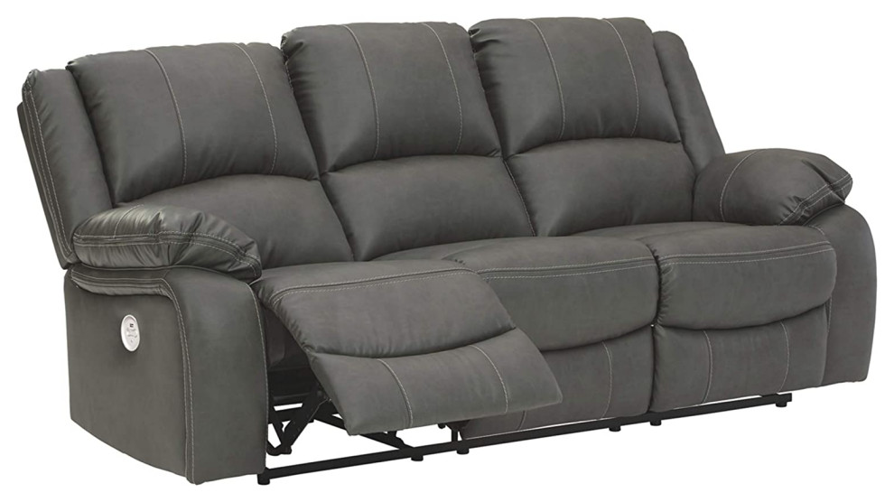 Comfortable Reclining Sofa  Padded Seat With Pillowed Arms  ampUSB Charging  Gray   Contemporary   Sofas   by Decor Love  Houzz