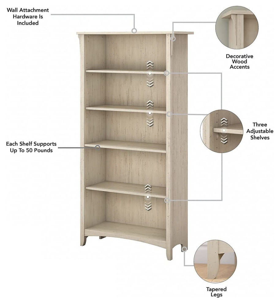 Tall Bookcase  Tapered Legs With Curved Base and Adjustable Shelves   Farmhouse   Bookcases   by Declusia  Houzz