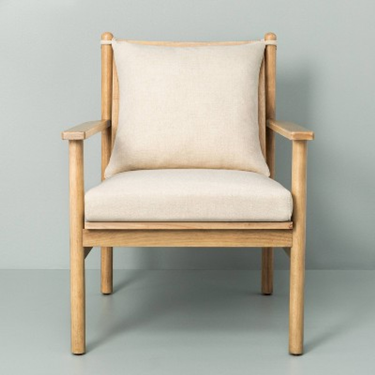 Slatted Wood Accent Chair with Cushions Cream/Natural - Hearth and Hand with Magnolia