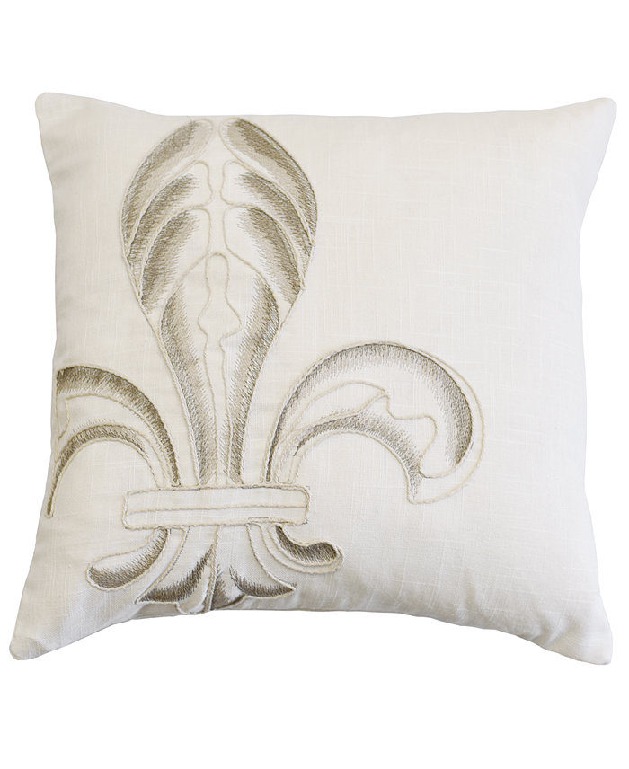 HiEnd Accents Embroidery Fleur De Lis 18x18 Pillow