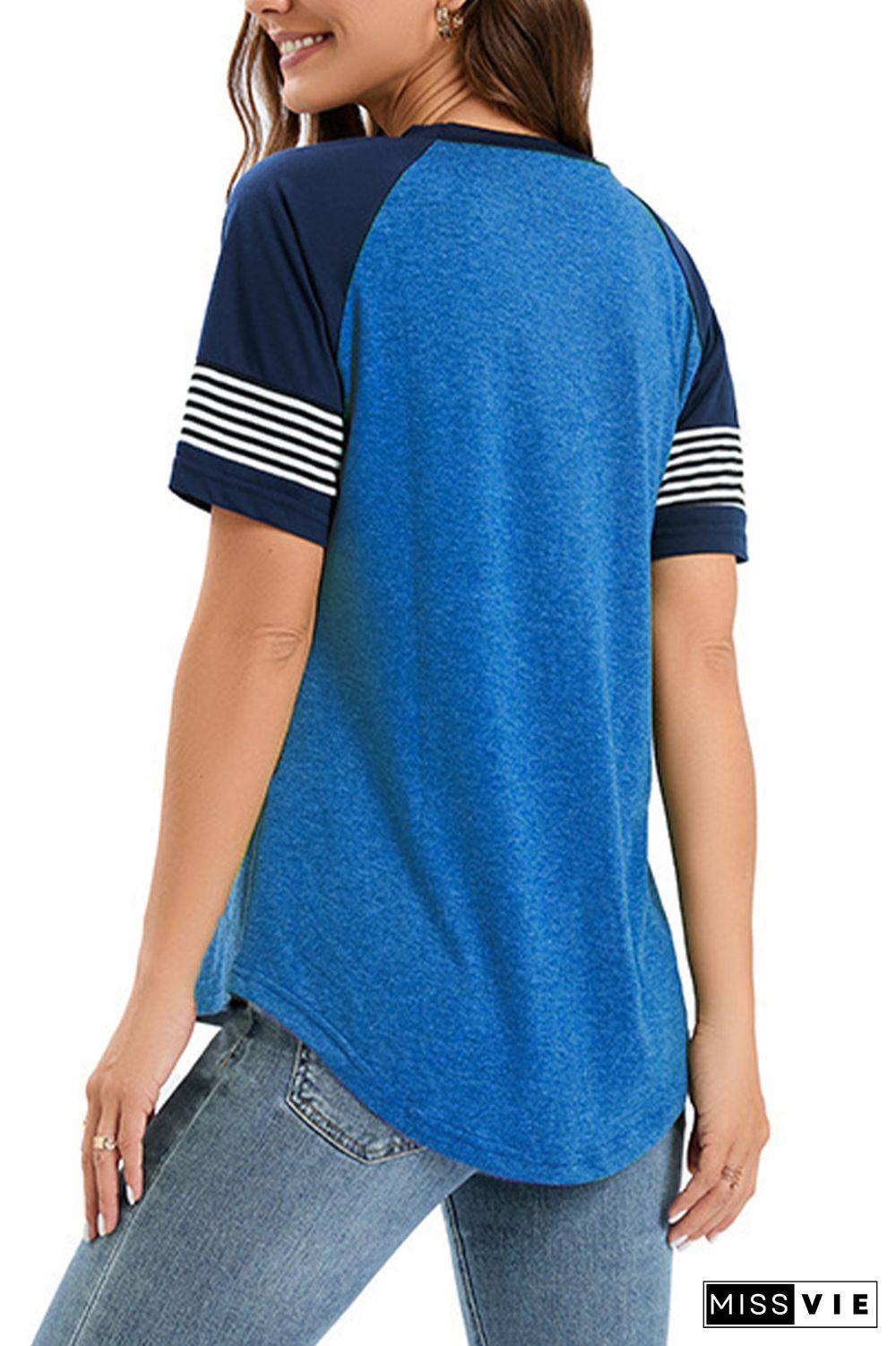 Colorblock Splicing Stripe Tee