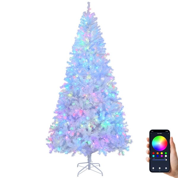 7 Ft Prelit Artificial Christmas Tree with 400 RGB Lights in White