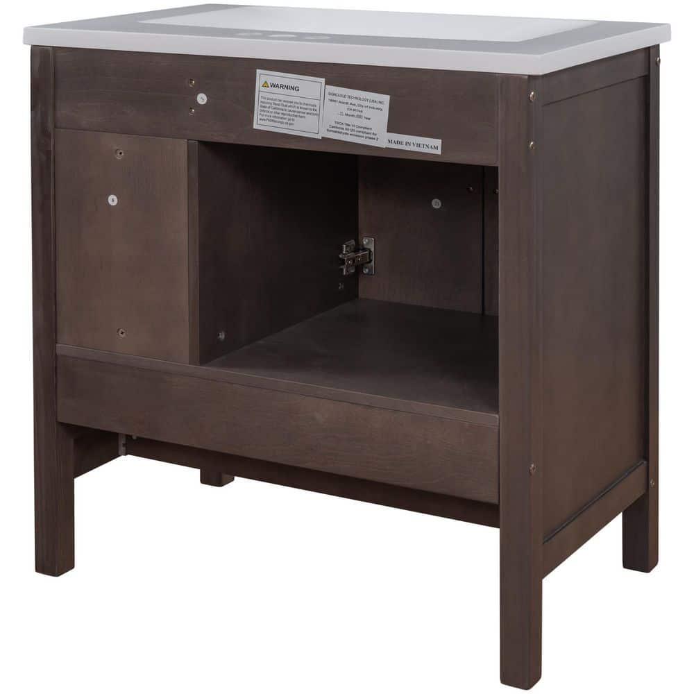 30 in W x 18 in D x 3213 in H Bath Vanity Cabinet without Top in Brown