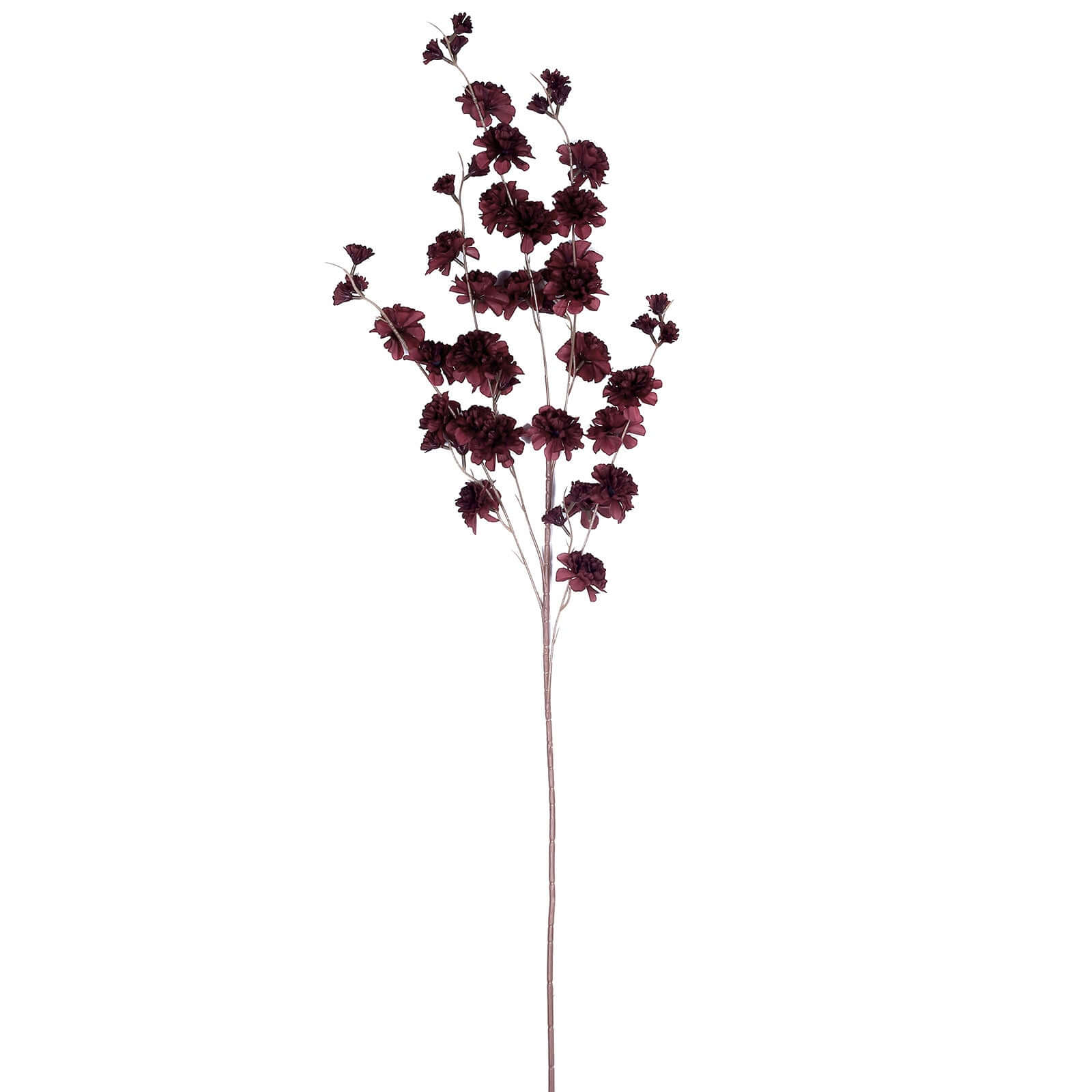 2 Branches Burgundy Artificial Silk Carnation Flower Stems 42