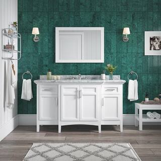 Home Decorators Collection Sassy 60 in. W x  22 in. D x 35 in. H Bath Vanity in White with Marble Vanity Top Single Sink in Carrara White BF90225