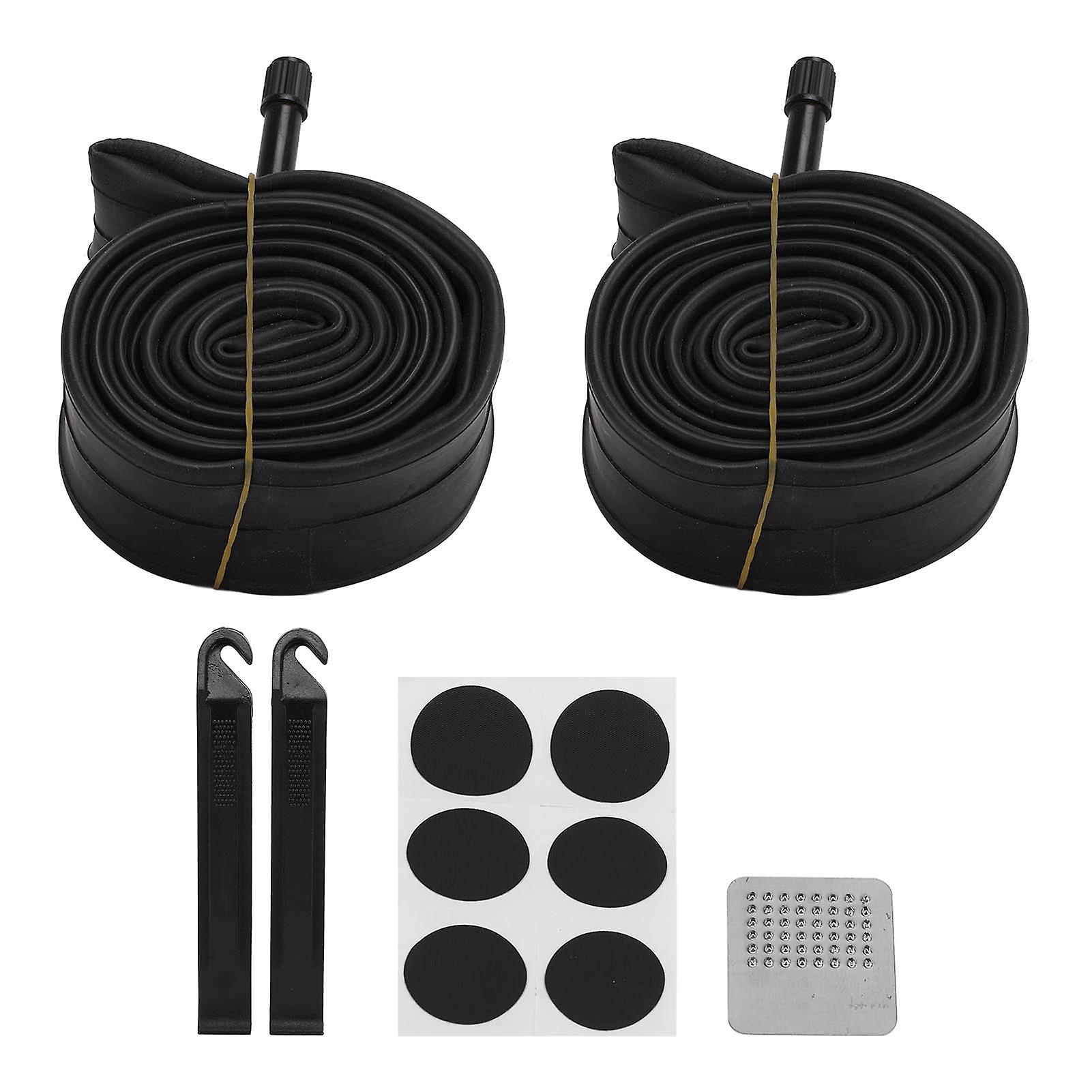 Bike Tire Repair Tool Kit Butyl Rubber With Replacement Inner Tube Round Patches Tire Levers22x1.75/2.125