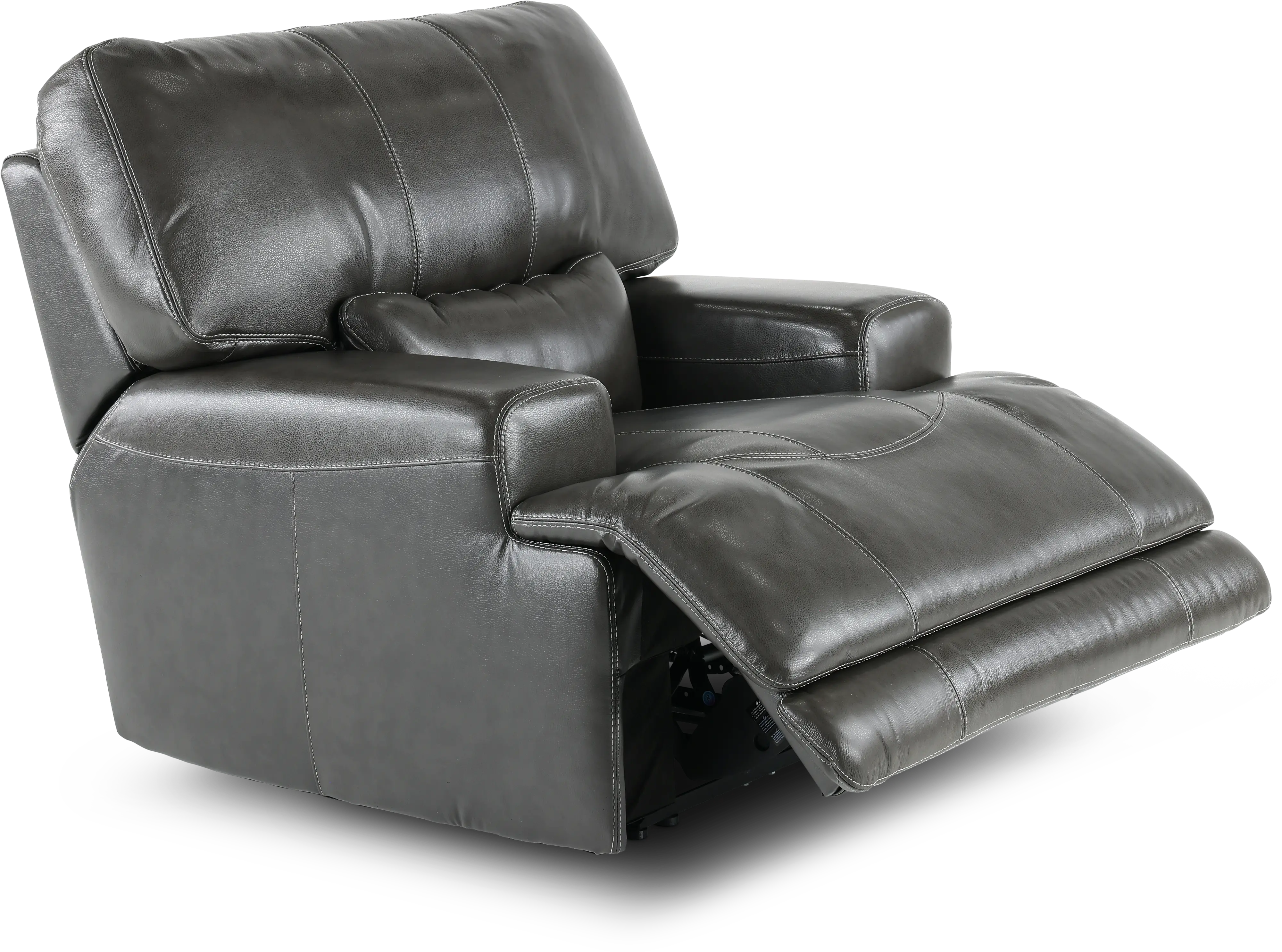 Stampede Charcoal Leather-Match Power Recliner