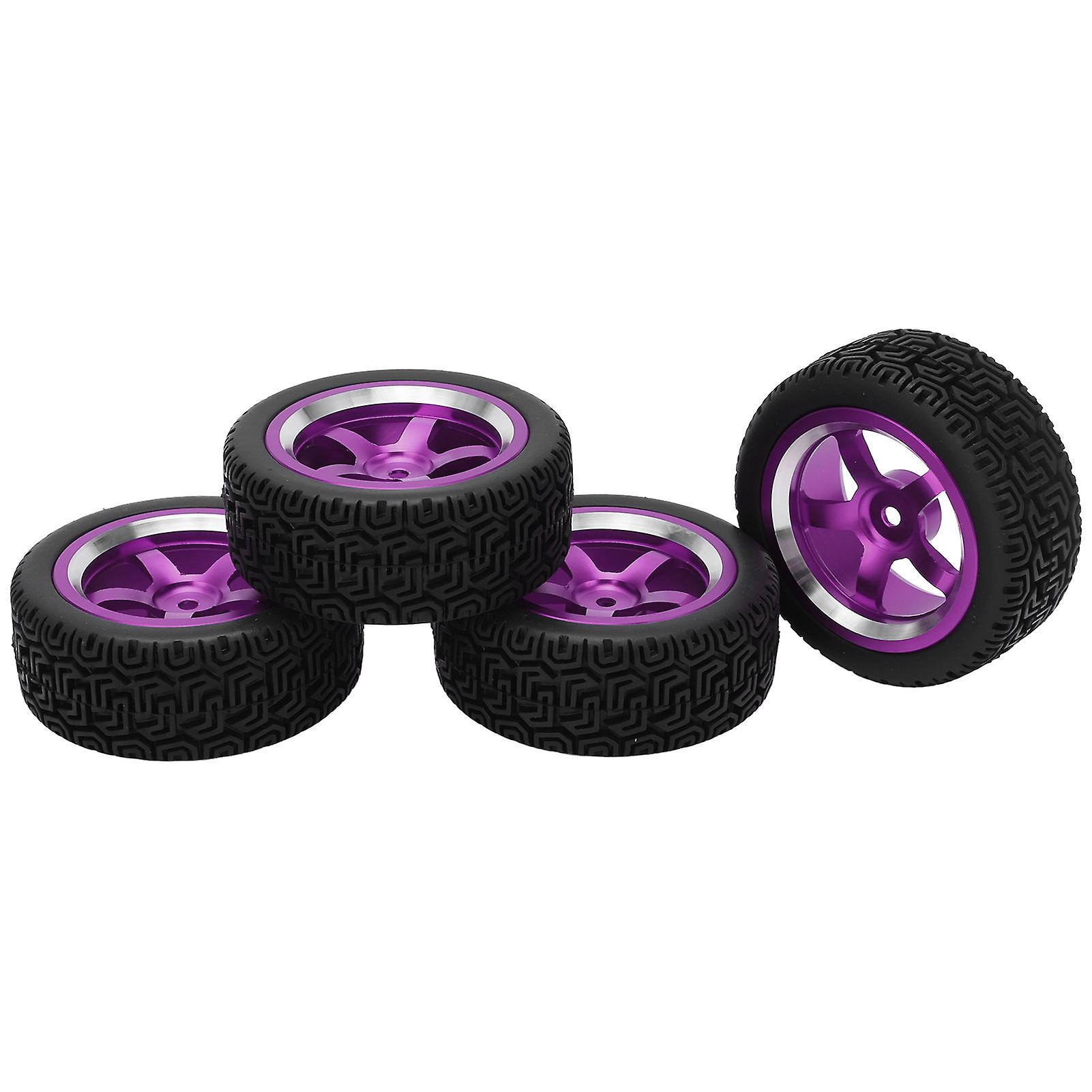 4pcs Rc Car Tire 1/10 Aluminium Alloy 5 Poke Wheel Accessory Set Kit For Replacementpurple