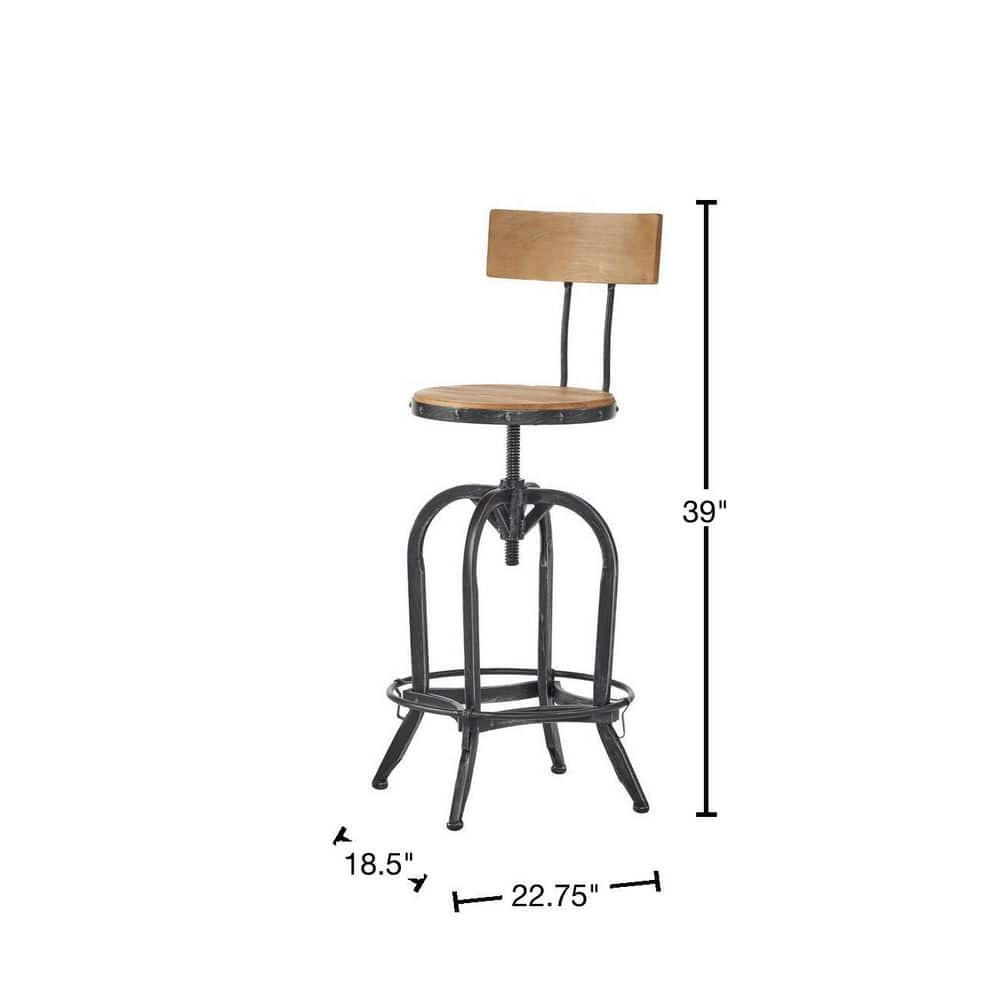 Noble House 39 in. Ximen Antique Adjustable Bar Stool 8158