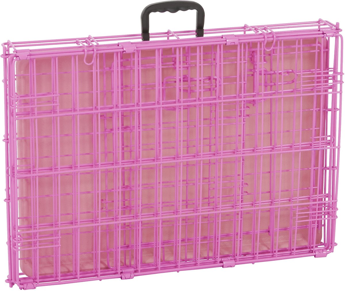 Frisco Fold and Carry Single Door Collapsible Wire Dog Crate， Pink