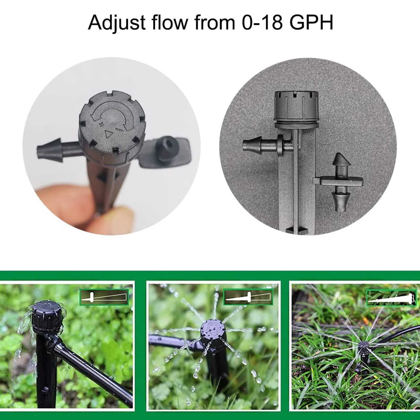 Irrigation Drippers - 360 Degree Drip Emitters Micro Water Flow 30PCS Adjustable Water Dripper for 1/4'' Tube with 8 Holes Sprinkler Head 5 1'' Stake Drip System Parts