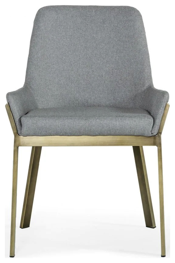 Susie Modern Gray  ampAntique Brass Dining Chair Set of 2   Contemporary   Dining Chairs   by Virgil Stanis Design  Houzz