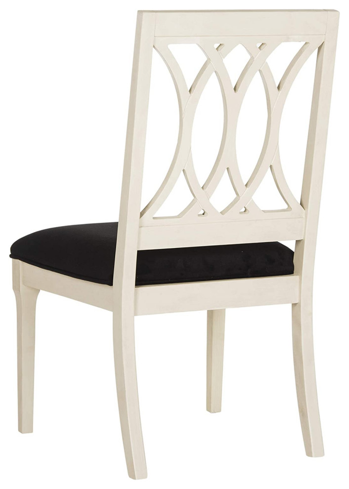 Set of 2 Dining Chair  Cushioned Velvet Seat With Geometric Back  Black/White   Transitional   Dining Chairs   by Declusia  Houzz