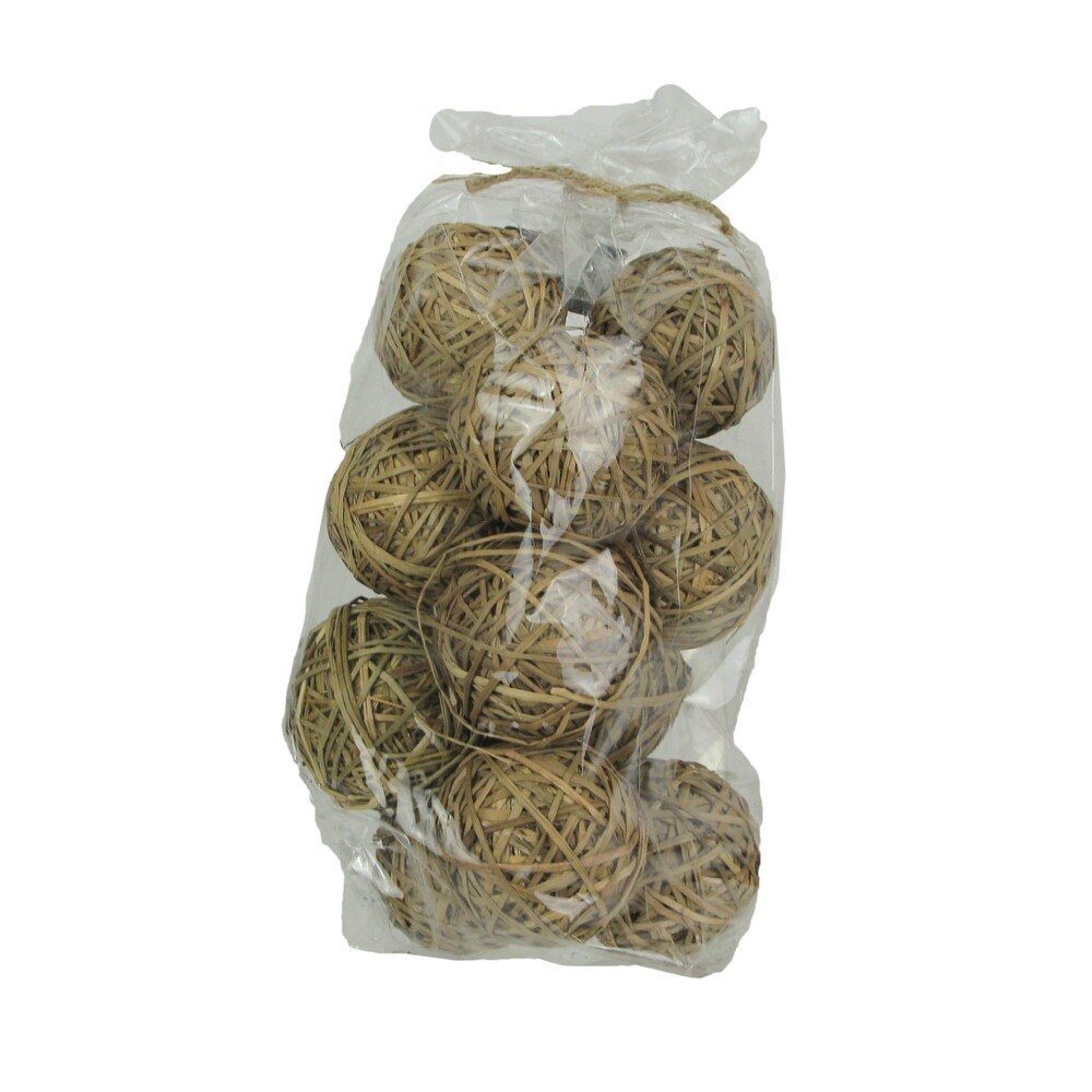Natural Brown Dried Reed Decorative Balls Filler Spheres (Set Of 12)   3 X 3 X 3 inches
