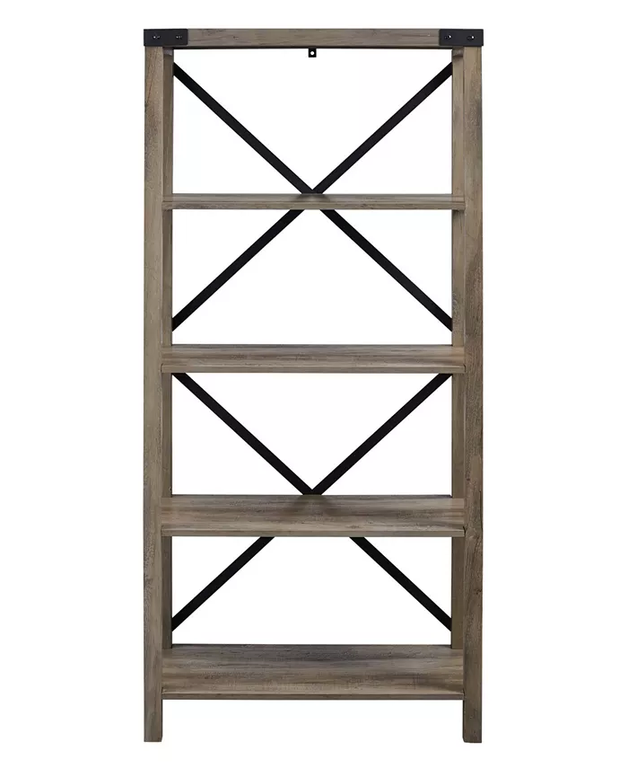 Walker Edison Farmhouse Metal X Bookcase