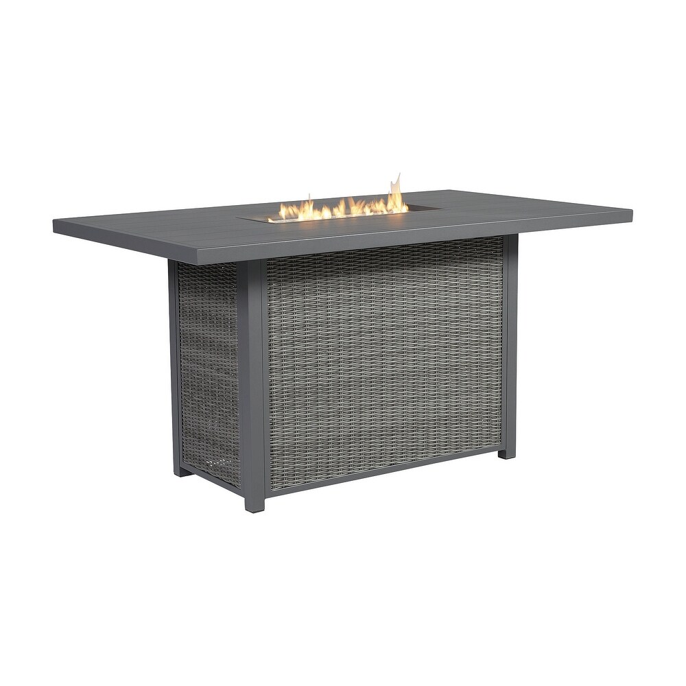 Signature Design by Ashley Palazzo Outdoor Bar Table with Fire Pit   73\