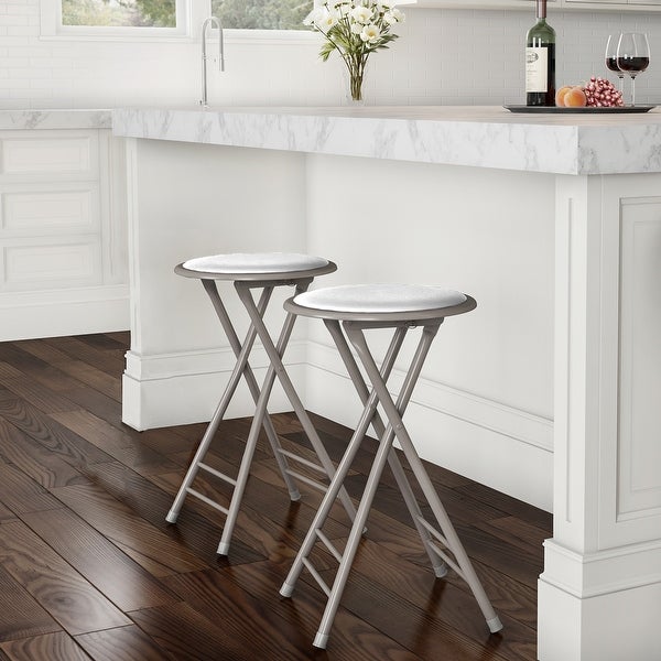 Set of 2 Counter Height Bar Stools - 24-Inch (White)