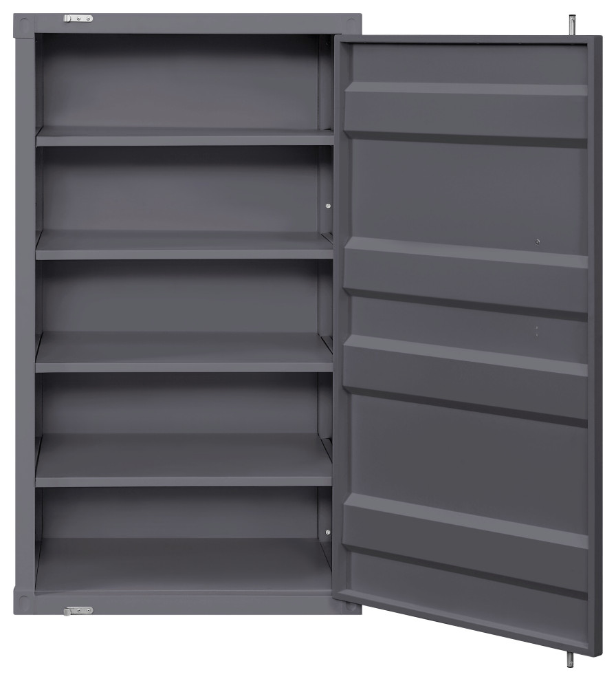 Industrial Style Metal Chest With Recessed Door Front  Gray   Industrial   Accent Chests And Cabinets   by VirVentures  Houzz