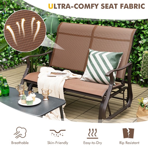 Tangkula 2 person Outdoor Glider Chair Patio Rocking Lounge Chair W Breathable Fabric