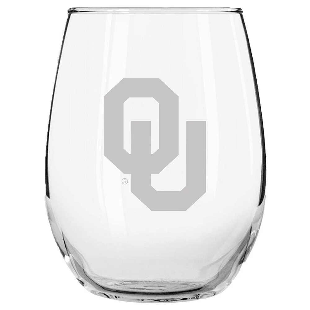 Oklahoma Sooners 15oz. Etched Stemless Glass Tumbler