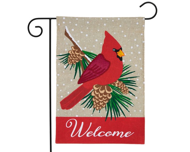 Briarwood Lane Cardinal Winter Burlap Garden Flag Welcome Pinecon