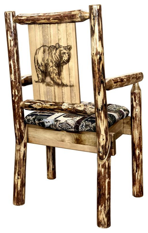 Montana Woodworks Glacier Country Hand Crafted Wood Captain  x27s Chair in Brown   Rustic   Dining Chairs   by Homesquare  Houzz