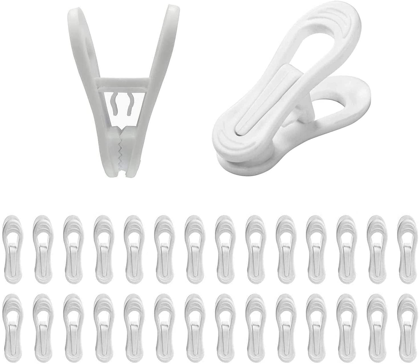 TAZEMAT 30 Pack Hanger Clips Multi-Purpose Hanger Clips for Hangers White Finger Clips for Plastic Clothes Hangers Pants