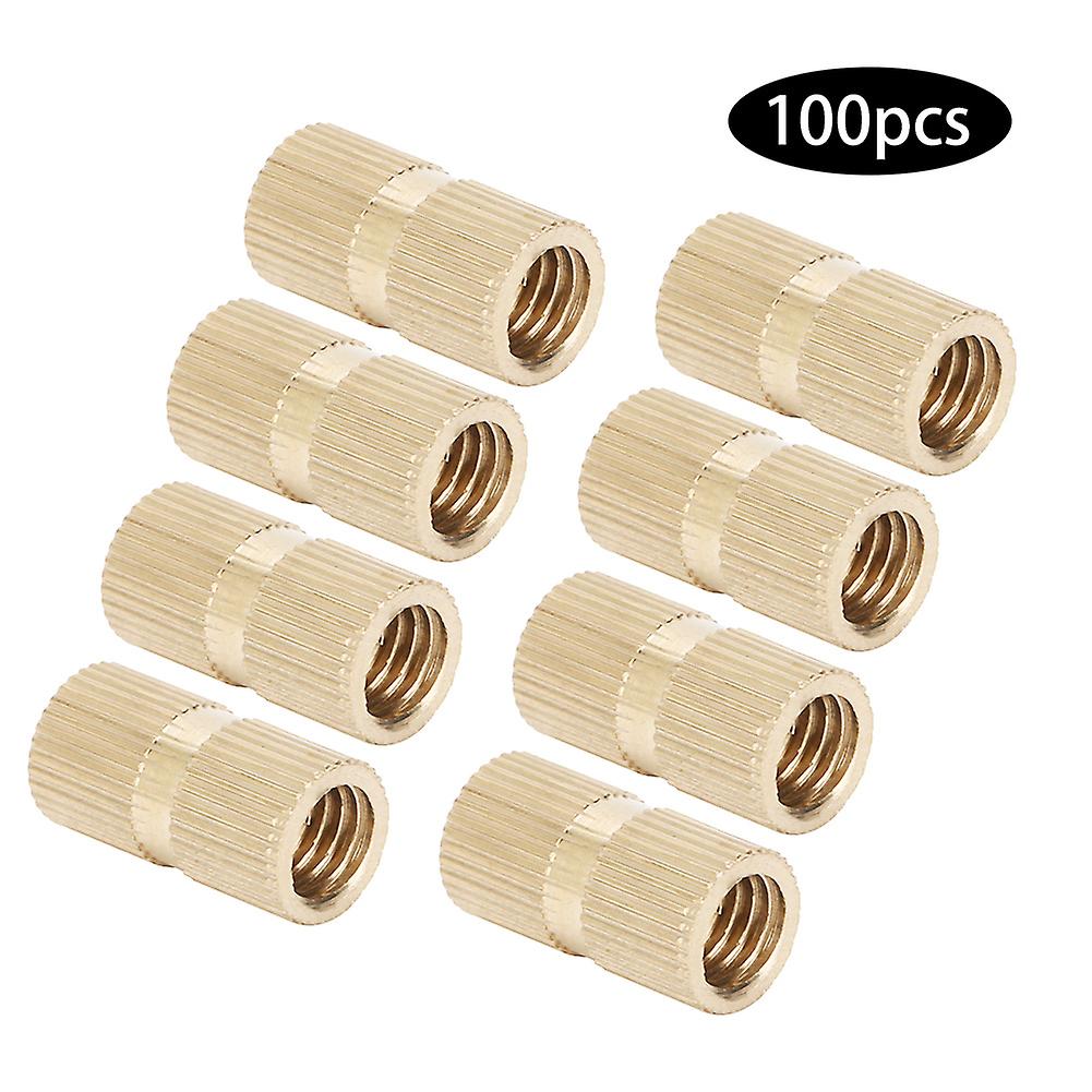 100pcs Knurl Insert Nut Brass Double Pass Embedded Fastener Handmade Accessoriesm8 X 16 X 10