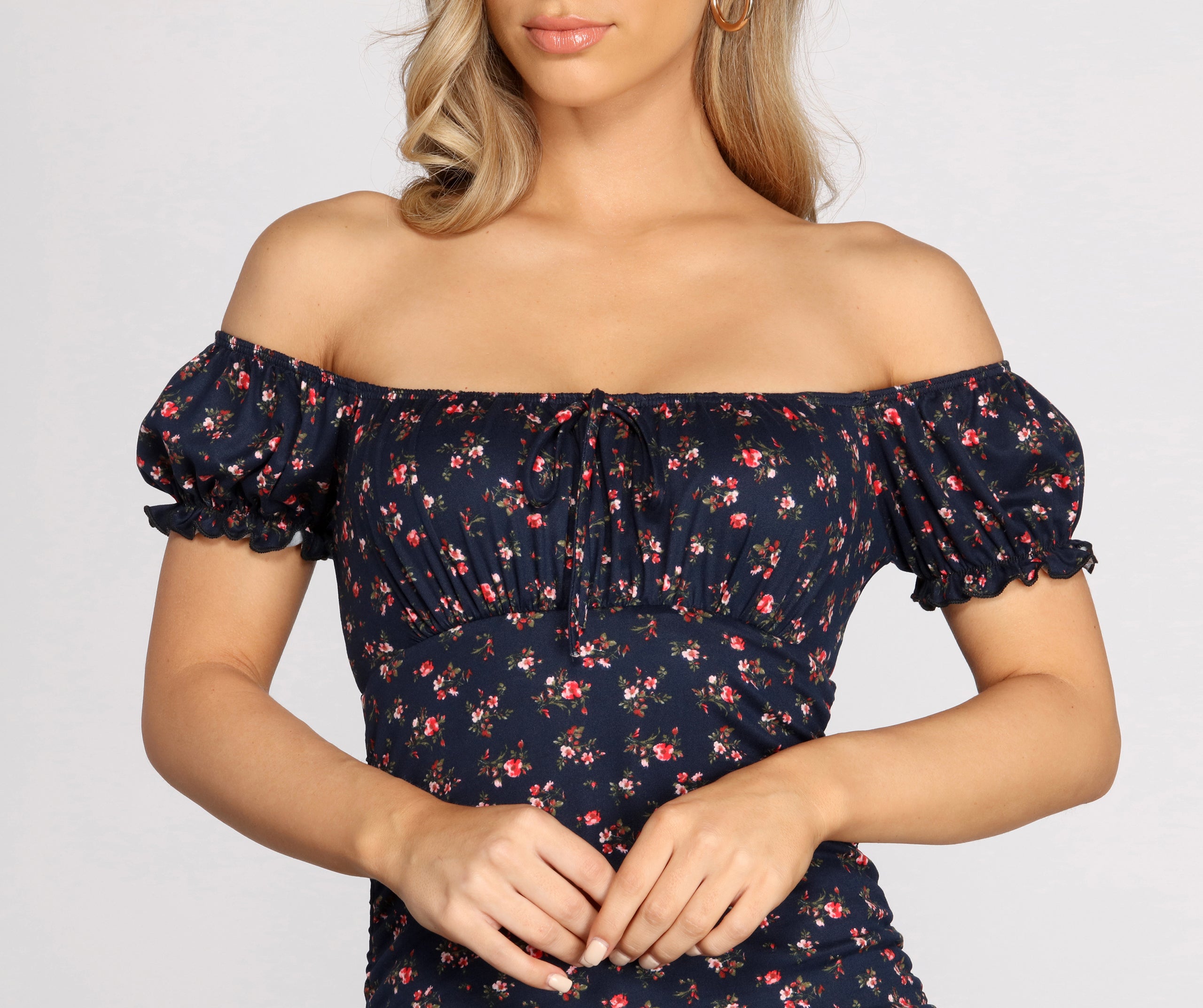 Puff Sleeve Floral Mini Dress