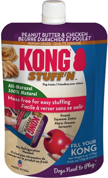 KONG Stuff'N Peanut Butter and Chicken Lickable Dog Treat， 6-oz pouch