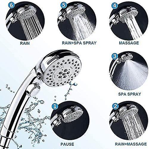 Shower Head Universal Bath Shower Handheld Handset Chrome 5 Mode Function