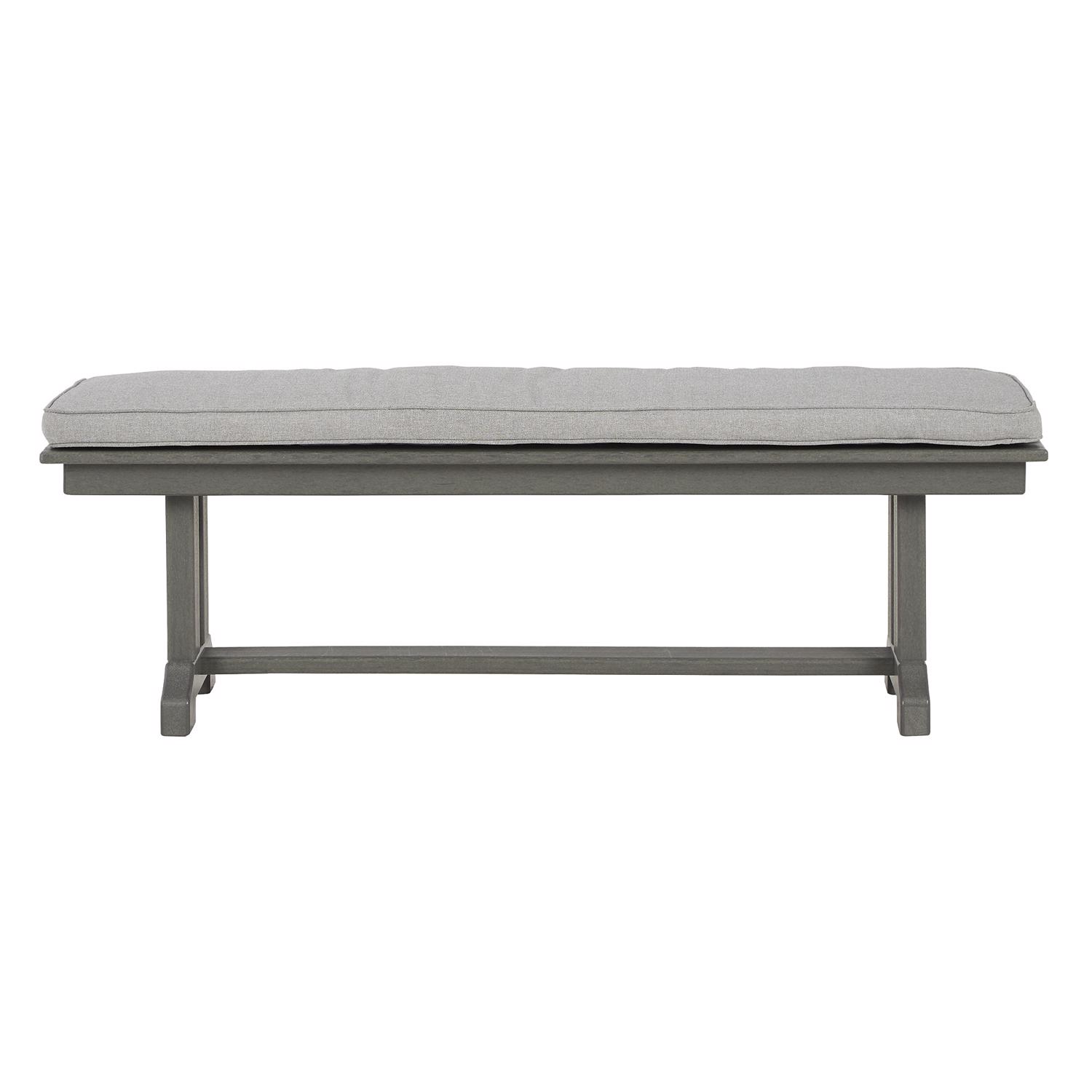 Signature Design by Ashley Visola Gray HDPE Contemporary Bench 19 in. H X 54 in. L X 14 in. D