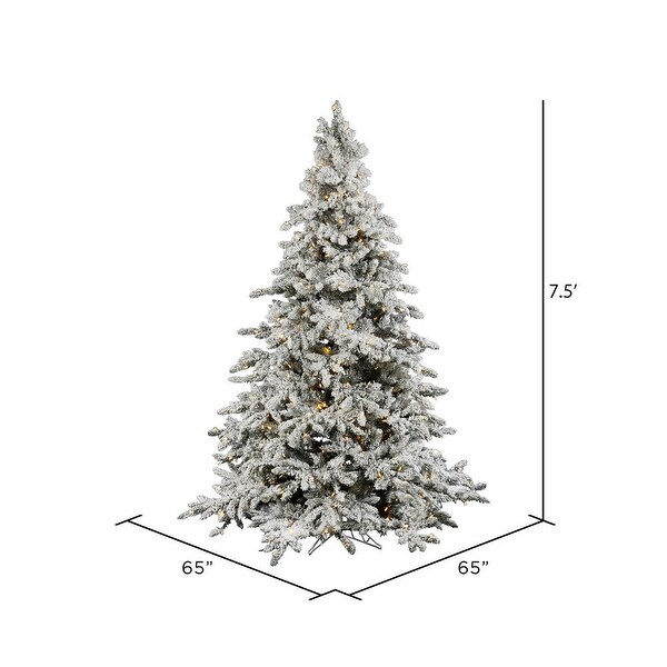 Vickerman 7.5' Flocked Utica Fir Artificial Christmas Tree，Pure White LED Lights